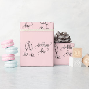 Wedding Day Champagne Glasses Light Pink Seamless Wrapping Paper
