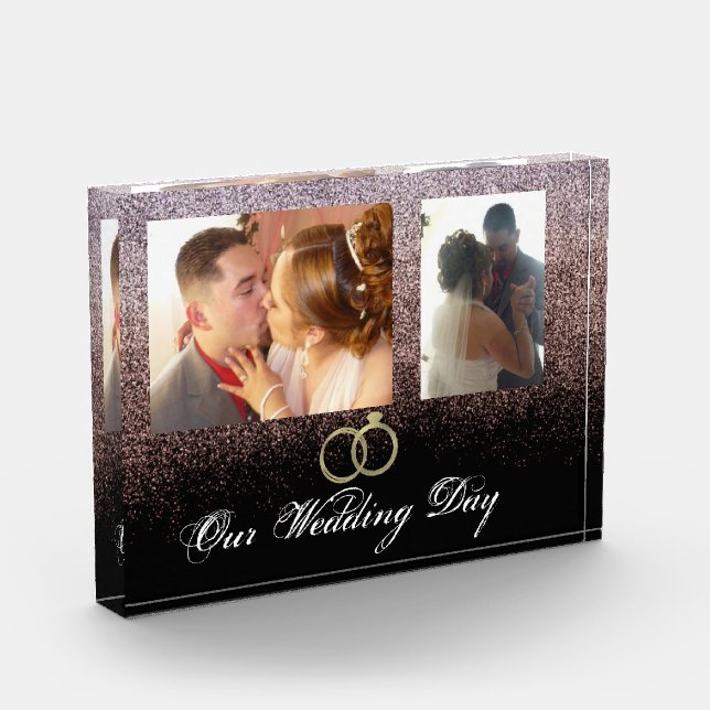 Wedding Day Chic Faux Glitter Double Photo Block (Left)