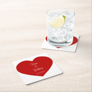 Wedding Day Coasters Romantic Red Heart