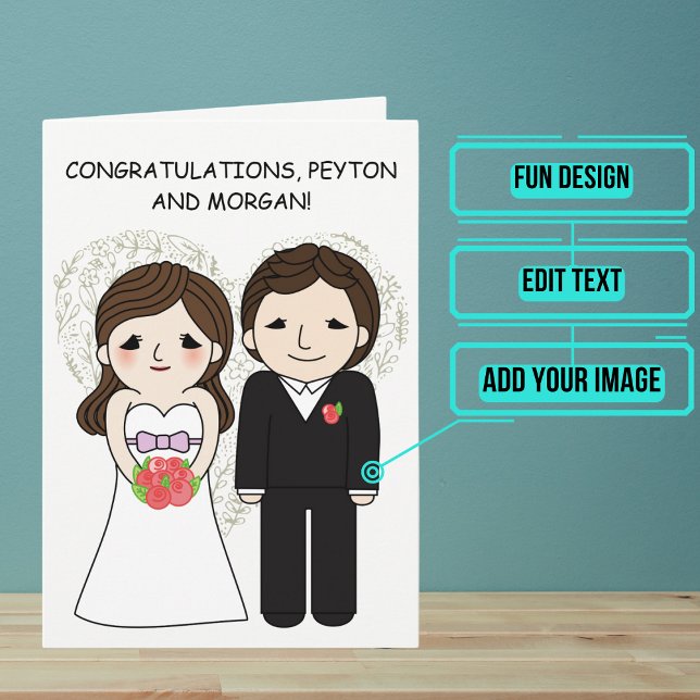 Wedding Day Congratulations Anime Bride and Groom Card (Send your love and congratulations with a modern and unique twist.)