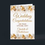 Wedding Day Congratulations Balloons Card<br><div class="desc">A fabulous wedding day congratulations card. This gold and silver balloons card is the perfect way to say congrats someone in style on their wedding day. Personalise with custom names and message.</div>