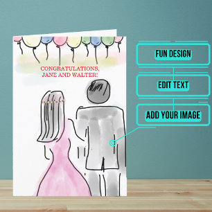 Wedding Day Congratulations Colourful Ballon Card