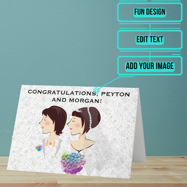 Wedding Day Congratulations Gender Neutral Card (Send your love and congratulations with a modern and unique twist.)