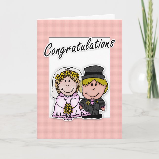 wedding day congratulations with bride and groom card (Front)