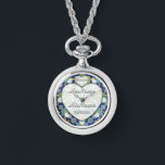 Wedding Day Countdown. Engaged! Fiancee. Add Names Watch<br><div class="desc">My design of a Diamond heart!
Add your new NAMES!
Silver, White Gold, Dark Blue, Teal, Green Tiles
FOREVER!</div>