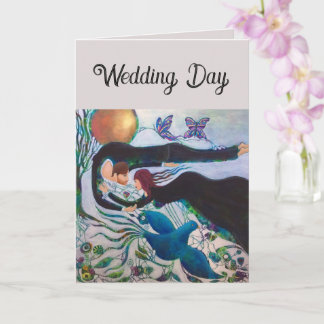 Wedding Day Couple in Love Whimsical Art  Card