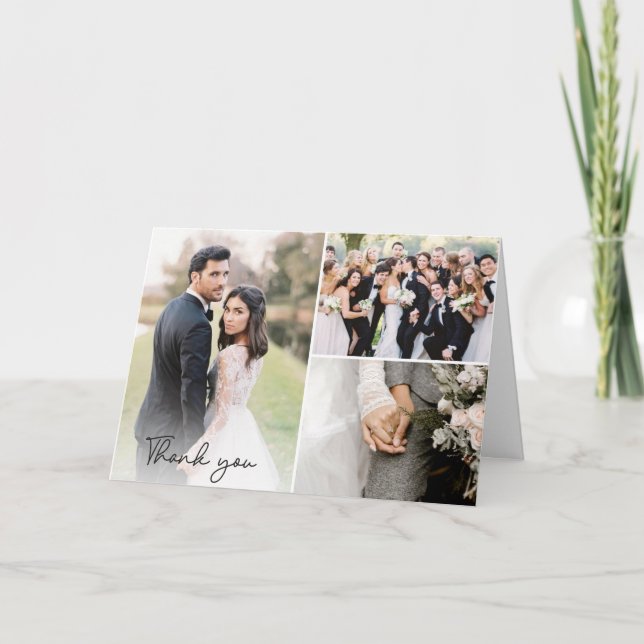Wedding Day Custom Photo Collage Thank You Card (Front)
