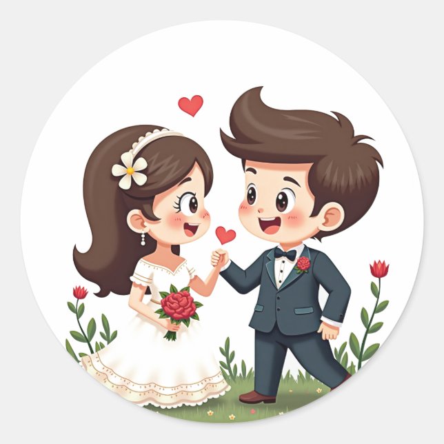 Wedding Day Duo  Classic Round Sticker (Front)
