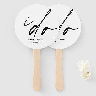 Wedding Day Elegant Script I Do Hand Fan