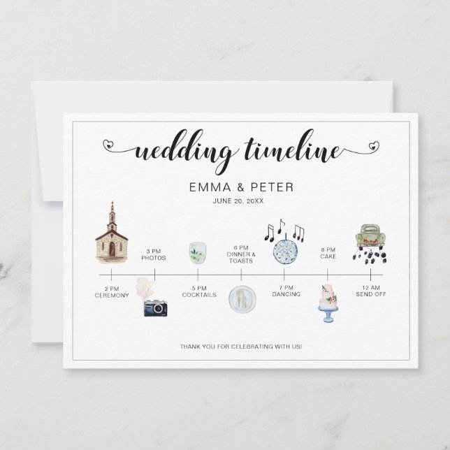 Wedding Day Itinerary Timeline  Program (Front)