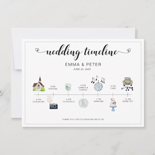 Wedding Day Itinerary Timeline  Program (Front)