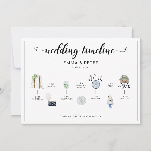 Wedding Day Itinerary Timeline  Program (Front)