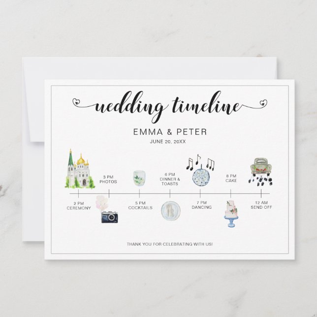 Wedding Day Itinerary Timeline  Program (Front)