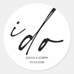 Wedding Day Minimal Simple Classic Round Sticker