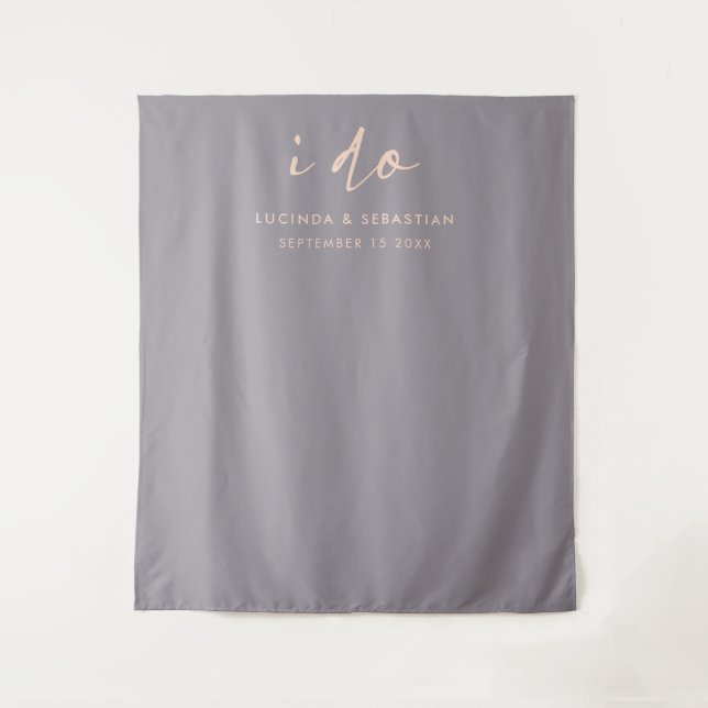 Wedding Day Modern Elegant I Do Photo Backdrop Tapestry (Front)
