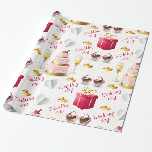 Wedding Day Pattern Wrapping Paper (Unrolled)