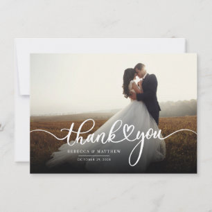 Wedding Day Photo Hand-Lettered Thank You Card
