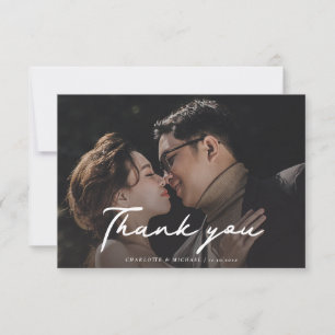 Wedding Day Photo Script Hand-Lettered Thank You Card
