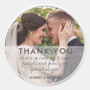 Wedding Day Photo Thank You Favour Classic Round Sticker