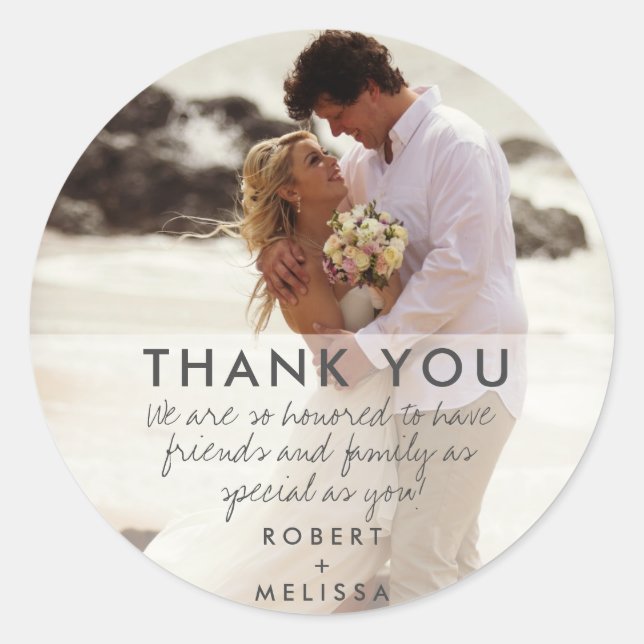 Wedding Day Photo Thank You Favour Stickers (Front)