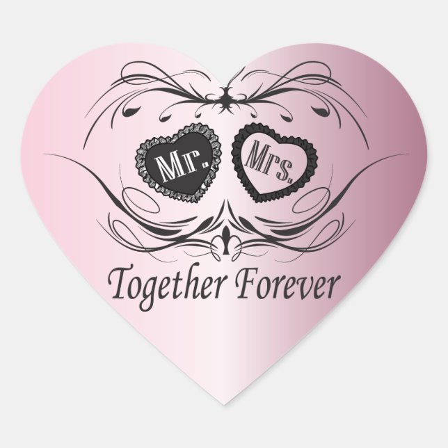 Wedding Day Pink Heart Sticker (Front)