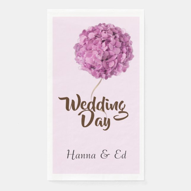 Wedding Day pink & white hydrangea flower  Napkin (Front)