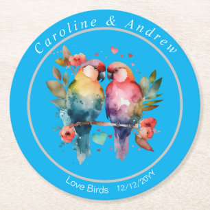 Wedding Day/Rehearsal Coasters Love Birds