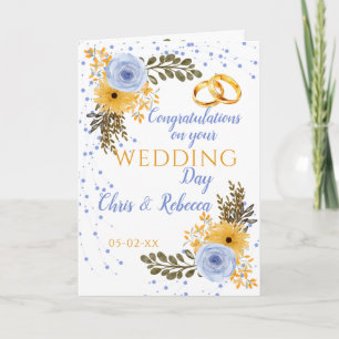 Wedding Day Rose Blue Yellow  Card