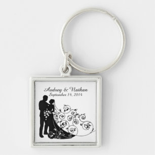 Wedding Day Silhouettes Personalised Key Chain