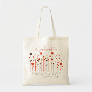 Wedding Day Survival Kit Simple Orange Floral Dot Tote Bag