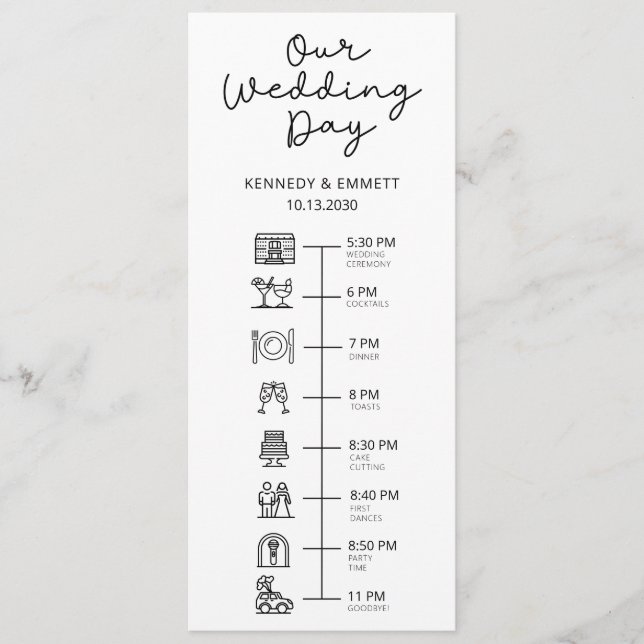 Wedding Day Timeline Flat Program (Front)