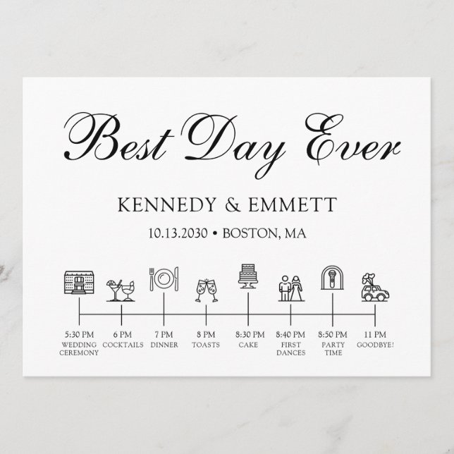Wedding Day Timeline Program (Front)
