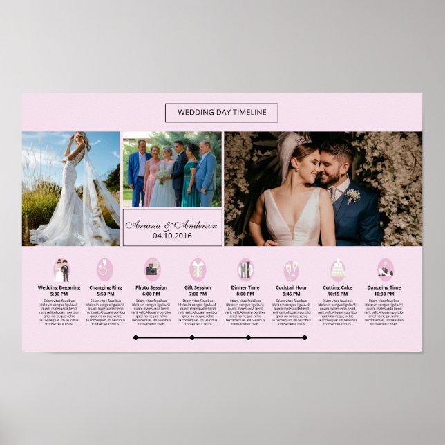 Wedding Day Timeline Template Poster (Front)