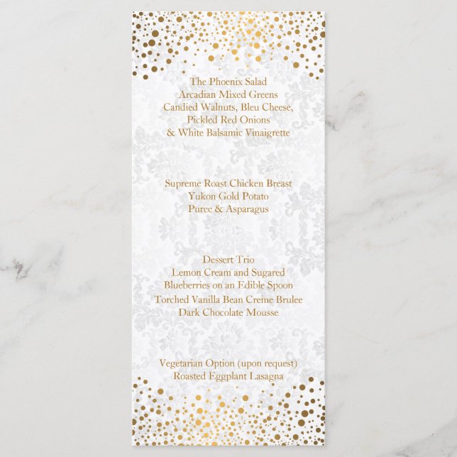 Wedding Day Trendy Gold Dots Menu (Front)