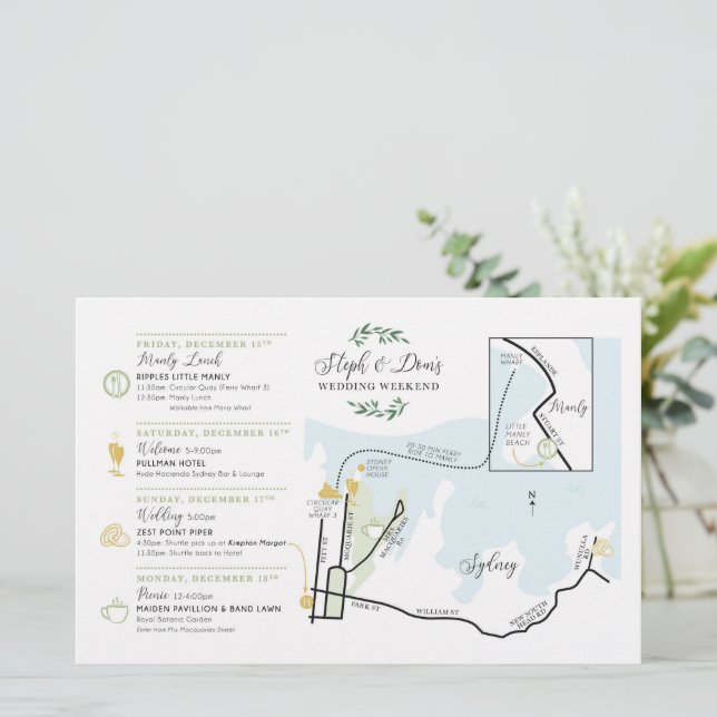 Wedding Day Welcome Map Card AUS - for STEPH (Standing Front)