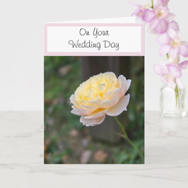 Wedding Day Wishes Pink Yellow Rose  Card (Orchid)