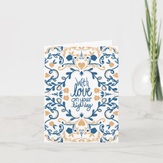 Wedding Day With Love, Folk Art Card, Scandinavian Card