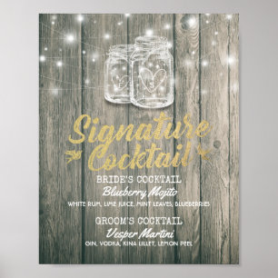 Wedding Decor Sign Signature Cocktail Drink Menu