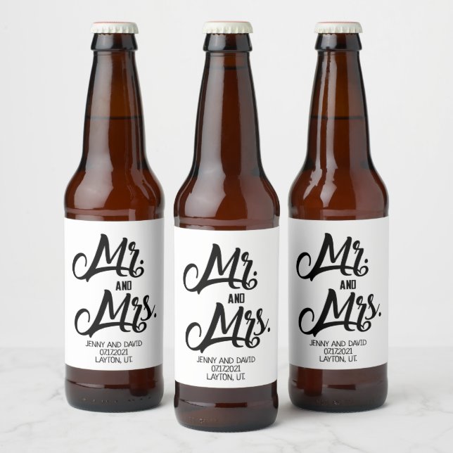 WEDDING DECOR, WINE, WEDDING FAVOR BEER BOTTLE LABEL (Bottles)