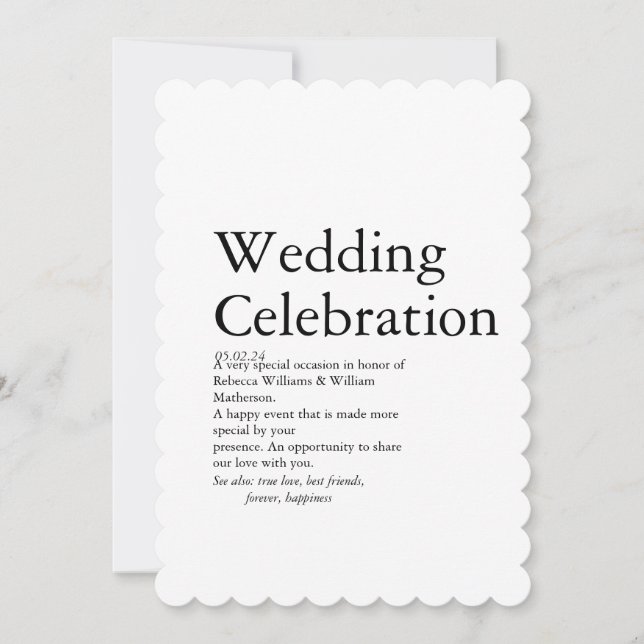 Wedding Definition party   Thank You Card (Front)