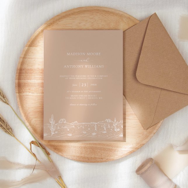  Wedding Desert Sand Beige Cactus Landscape Invitation (Creator Uploaded)