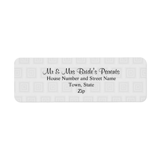 Wedding Design in Pale Grey with Squares. Return Address Label