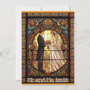 Wedding Design in Traditional Stained Glass Invitation