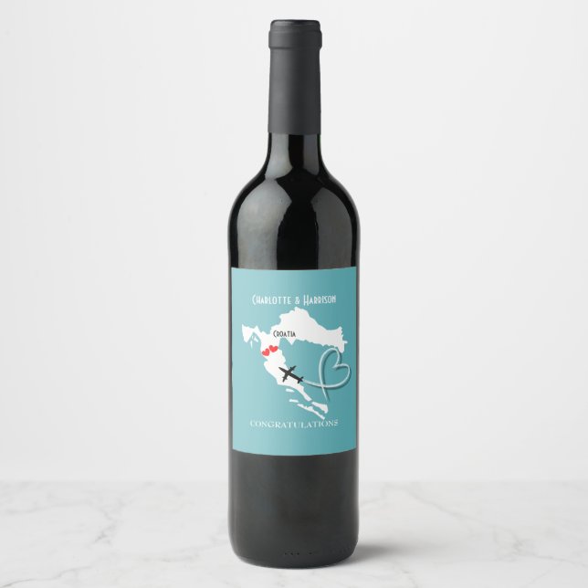 Wedding Destination Croatia Wine Label (Front)