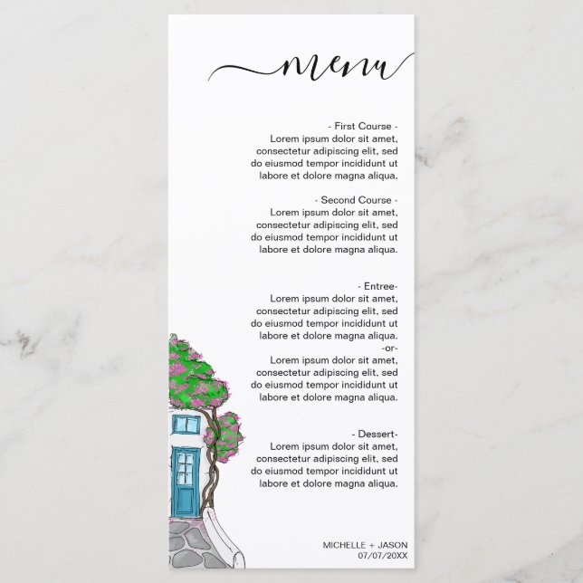 Wedding Destination Greece Greek Island Menu (Front)