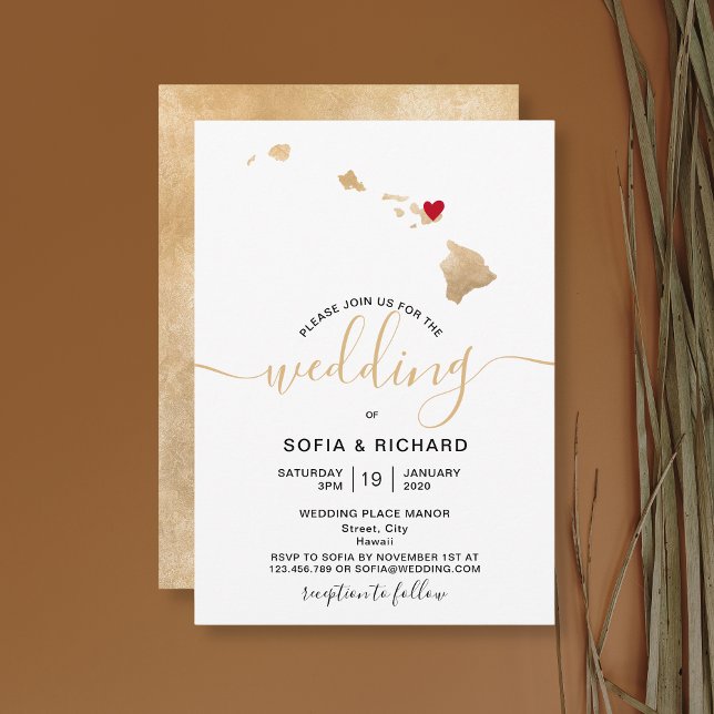 Wedding Destination Hawaii Moveable Heart Invitation (Creator Uploaded)