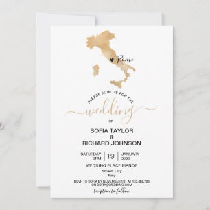 Wedding Destination Italy Gold Moveable Heart Invitation