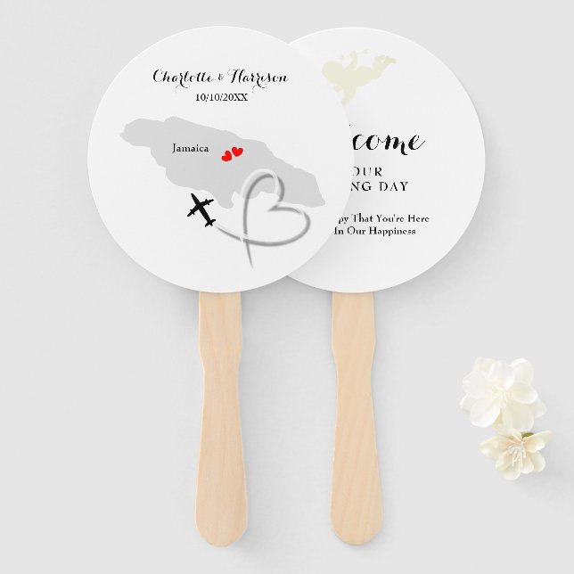 Wedding Destination Jamaica Hand Fan (Front and Back)