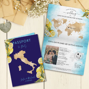 Wedding Destination Lemon Summer Passport Italy Invitation
