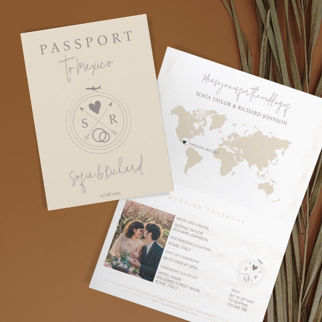 Wedding Destination Passport Blush World Map Invitation (Creator Uploaded)
